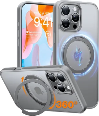 Ostand Pro Series für iPhone 16 Pro Titanium Grey Handyhülle