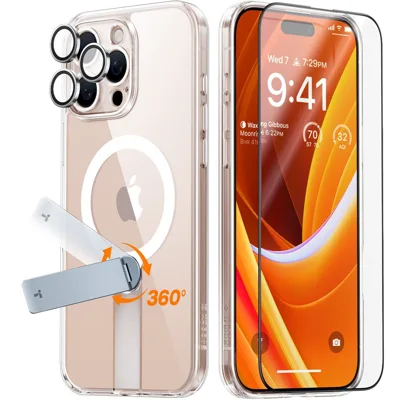 Pstand Spin 3-in-1 Bundle für iPhone 16 Pro Max Clear Handyhülle