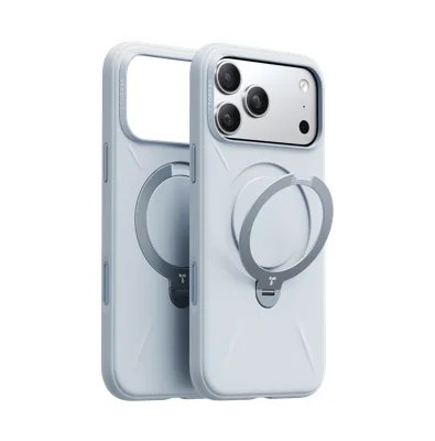 Silikon-Magnethülle mit 360° drehbarem Ständer für iPhone 17 Pro, Babyblau Handyhülle