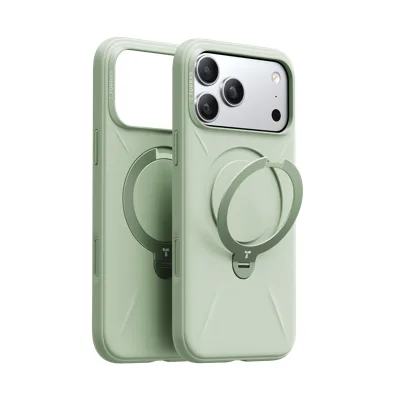 Silikon-Magnethülle mit 360° drehbarem Ständer für iPhone 17 Pro Max, Grün Handyhülle