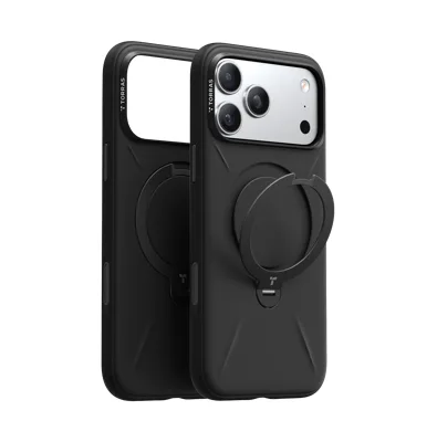 Silikon-Magnethülle mit 360° drehbarem Ständer für iPhone 17 Pro Max, Schwarz Handyhülle