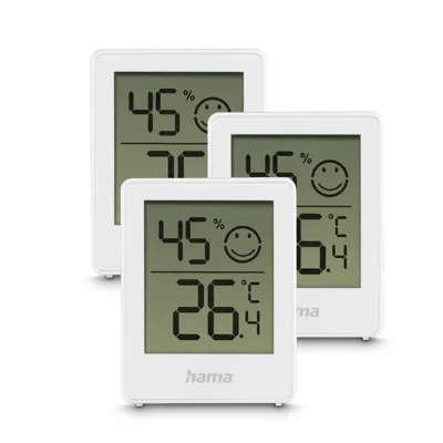 "Thermometer und Hygrometer ""Cres"", digital, für innen, 3-er Set, Weiß (00222243)"