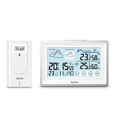 "Wetterstation ""Bahamas"", mit Außensensor, Funk, Wecker, Raumklima, Weiß (00222228)"