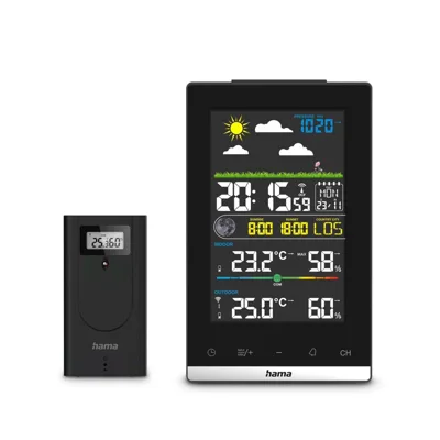 "Wetterstation ""Jamaika"", mit Außensensor, Funk, Wecker, Raumklima, Schwarz (00222239)"