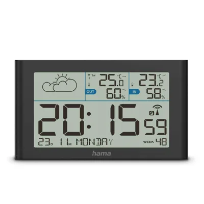 "Wetterstation ""Sylt"", mit Außensensor, Funk, Wecker, Schwarz (00222216)"
