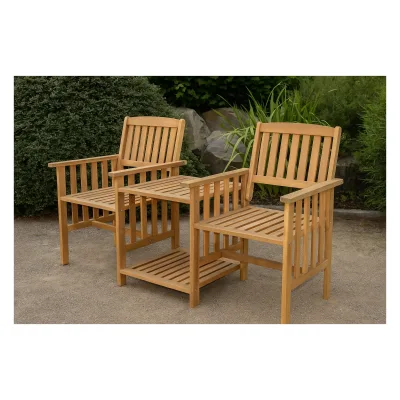 2-Sitzer-Gartenbank mit Beistelltisch klappbar, ca. 163 x 63 x 91 cm - Braun