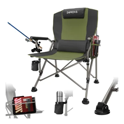 24MOVE® Campingstuhl Anglerstuhl Klappstuhl faltbar Camping inkl. Tragetasche, bis 150kg belastbar, grün