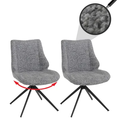2er-Set Esszimmerstuhl MCW-O48, Küchenstuhl, drehbar Auto-Return, Stoff/Textil Chenille (410g/m²) ~ hellgrau