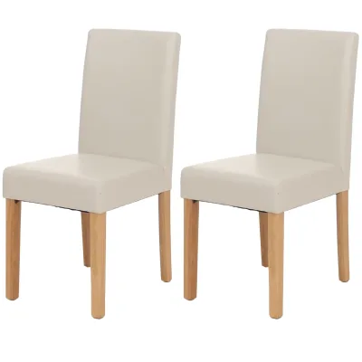 2er-Set Esszimmerstuhl Stuhl Küchenstuhl Littau ~ Kunstleder, weiß, helle Beine