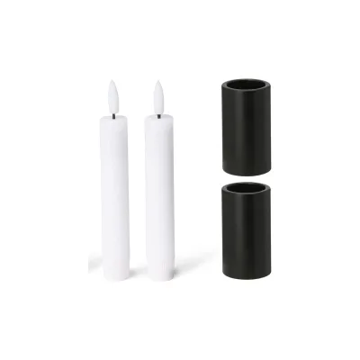 2er-Set Kerzenständer magnetisch Stabkerzen Tafelkerzen SCHWARZ 2 ,8x7 ,5cm mit LED Kerzen elektrisch batteriebetrieben weihnachtliche Tischdekoration scandic chic Weihnachten Candle Holder