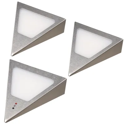 3er Set Dreiecksunterbauleuchte mit integriertem Sensor warmweiss