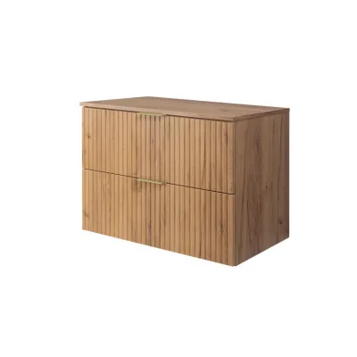 3XE Living Waschbeckunterschrank, Eiche, Gold 80x57x46 cm