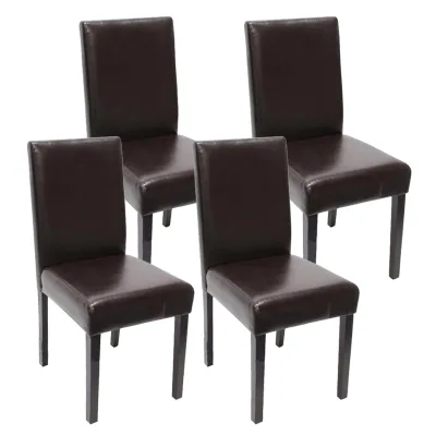 4er-Set Esszimmerstuhl Stuhl Küchenstuhl Littau MVG-zertifiziert ~ Kunstleder, braun dunkle Beine