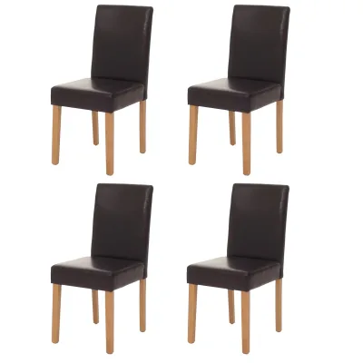 4er-Set Esszimmerstuhl Stuhl Küchenstuhl Littau MVG-zertifiziert ~ Kunstleder, braun helle Beine