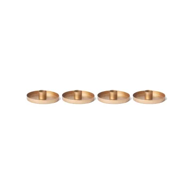 4X Kerzenhalter 9cm Metall Stabkerzenhalter Kerzenteller Gold Stabkerzen Tafelkerzen Kerzenständer Candle Holder Kerzenpin Adventskranz weihnachtliche Tischdekoration scandic chic