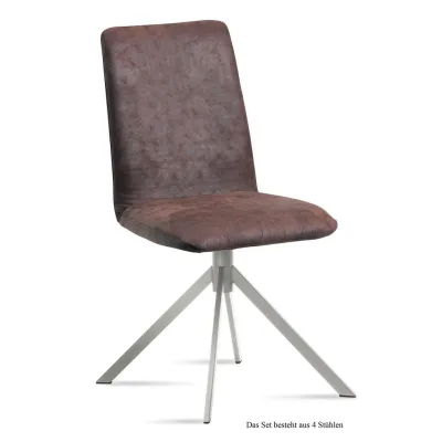 58aufmkessel Esszimmerstuhl Braun, Edelstahl 60x92x47 cm