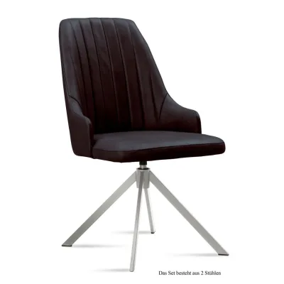 58aufmkessel Esszimmerstuhl Dunkelbraun, Edelstahl 60x91x52 cm