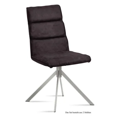 58aufmkessel Esszimmerstuhl Dunkelbraun, Edelstahl 60x92x47 cm