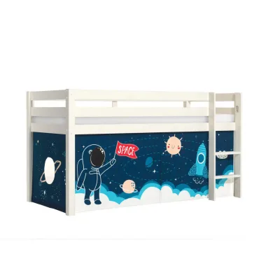 58aufmkessel Kinderbett Weiß, Türkis 90x200 cm