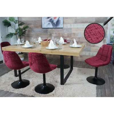 6er-Set Esszimmerstuhl MCW-A60, Küchenstuhl Stuhl Drehstuhl, Stahl MVG Stoff/Textil Chenille (465g/m²) ~ bordeaux