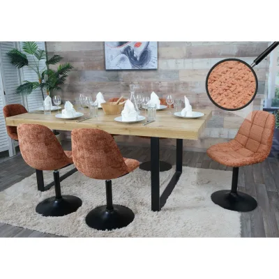 6er-Set Esszimmerstuhl MCW-A60, Küchenstuhl Stuhl Drehstuhl, Stahl MVG Stoff/Textil Chenille (465g/m²) ~ terrakotta