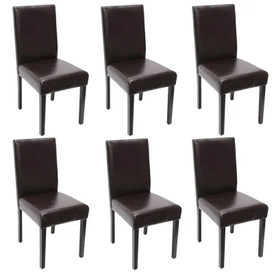 6er-Set Esszimmerstuhl Stuhl Küchenstuhl Littau ~ Kunstleder, braun, dunkle Beine