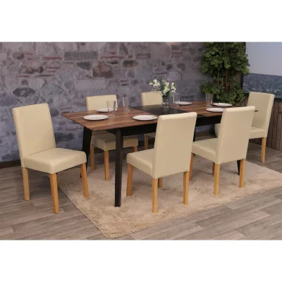 6er-Set Esszimmerstuhl Stuhl Küchenstuhl Littau ~ Kunstleder, creme, helle Beine