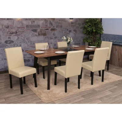 MCW Esszimmerstuhl Beige, Dunkelbraun 43x90x56 cm