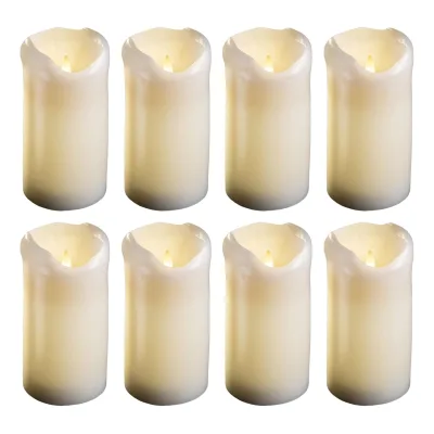 8X große LED Stumpenkerze mit Timer - 7 ,5cm Durchmesser 15cm Höhe - 2 AA Batterien nötig LED Echtwachskerze mit Flackereffekt flammenlose Stumpenkerze - LED Kerze groß Weihnachtsbeleuchtung