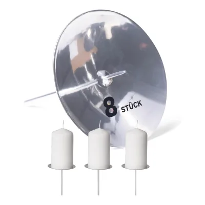 8X Kerzenhalter Stumpenkerze Adventskranz 7 ,5cm Silber Adventskranz Adventskerzenhalter Kerzenteller zum Stecken rund Kerzenpin Weihnachtskranz Kerzenständer Adventskranzdeko Kerzenpick rund