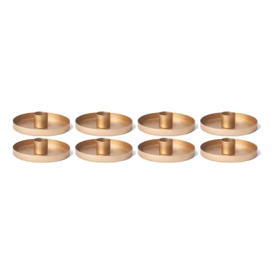 8X Stabkerzenhalter Candle Holder 9cm Metall rund für Tafelkerzen Kerzenpick matt Gold Kerzenhalter Adventskranz scandic chic Weihnachtsdekoration Kerzenteller Dekoschale Weihnachten