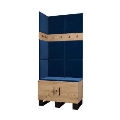 Abiks Möbel Garderoben-Set Eiche Artisan, Dunkelblau 84x196x45.6 cm