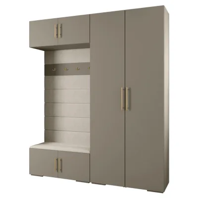 Abiks Möbel Garderoben-Set Kaschmir, Beige, Gold 200x236.7x47 cm