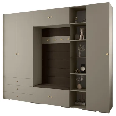 Abiks Möbel Garderoben-Set Kaschmir, Braun, Gold 290x236.7x47 cm