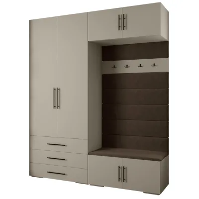 Abiks Möbel Garderoben-Set Kaschmir, Braun, Schwarz 200x236.7x47 cm