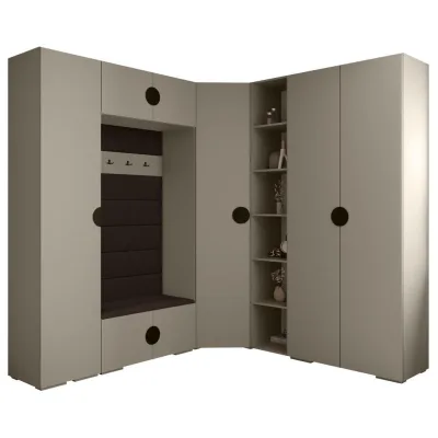 Abiks Möbel Garderoben-Set Kaschmir, Dunkelbraun, Schwarz 231.7x236.7x47 cm