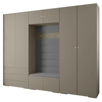 Abiks Möbel Garderoben-Set Kaschmir, Grau, Gold 300x236.7x47 cm