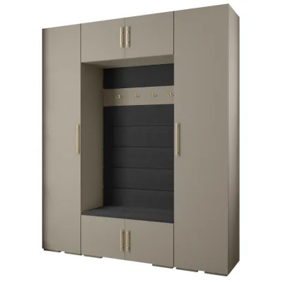 Abiks Möbel Garderoben-Set Kaschmir, Schwarz, Gold 200x236.7x47 cm