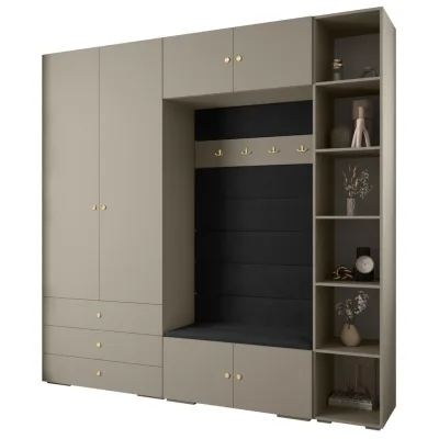 Abiks Möbel Garderoben-Set Kaschmir, Schwarz, Gold 240x236.7x47 cm