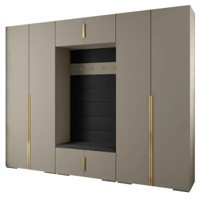 Abiks Möbel Garderoben-Set Kaschmir, Schwarz, Gold 300x236.7x47 cm