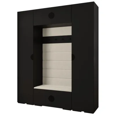 Abiks Möbel Garderoben-Set Schwarz, Beige, Schwarz 200x236.7x47 cm