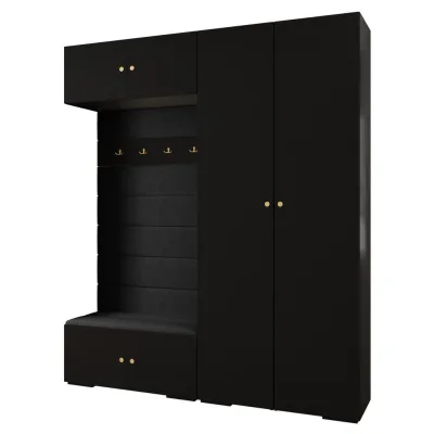 Abiks Möbel Garderoben-Set Schwarz, Schwarz, Gold 200x236.7x47 cm