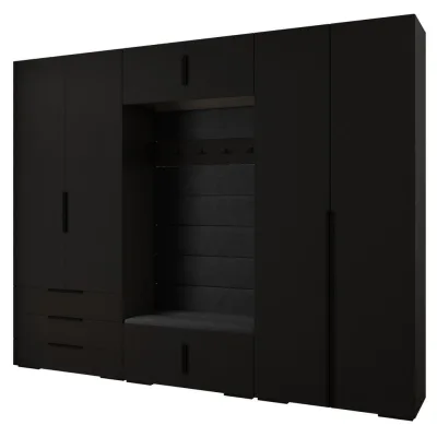 Abiks Möbel Garderoben-Set Schwarz, Schwarz, Schwarz 300x236.7x47 cm