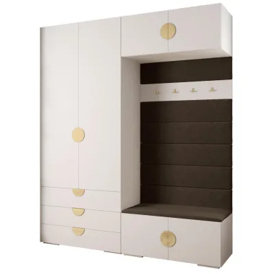 Abiks Möbel Garderoben-Set Weiß, Braun, Gold 200x236.7x47 cm