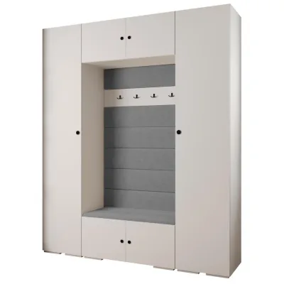 Abiks Möbel Garderoben-Set Weiß, Grau, Schwarz 200x236.7x47 cm