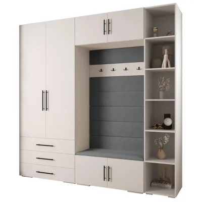 Abiks Möbel Garderoben-Set Weiß, Grau, Schwarz 240x236.7x47 cm