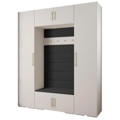Abiks Möbel Garderoben-Set Weiß, Schwarz, Gold 200x236.7x47 cm