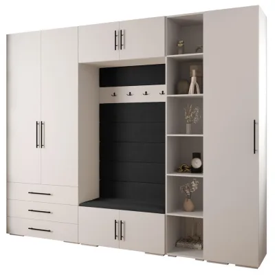 Abiks Möbel Garderoben-Set Weiß, Schwarz, Schwarz 290x236.7x47 cm
