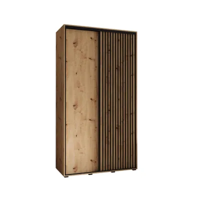 Abiks Möbel Schwebetürenschrank Eiche Artisan, Eiche Artisan, Schwarz 140x205.2x45 cm