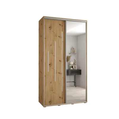 Abiks Möbel Schwebetürenschrank Eiche Artisan, Eiche Artisan, Silber 130x235x60 cm